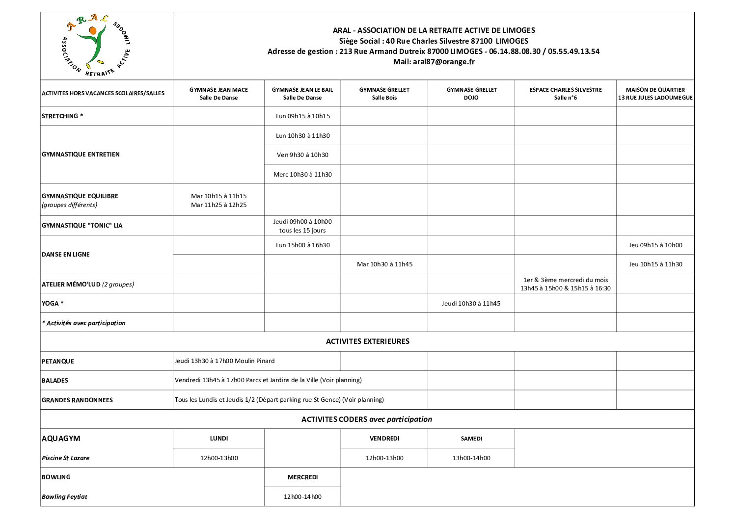Planning ARAL 2026-2027